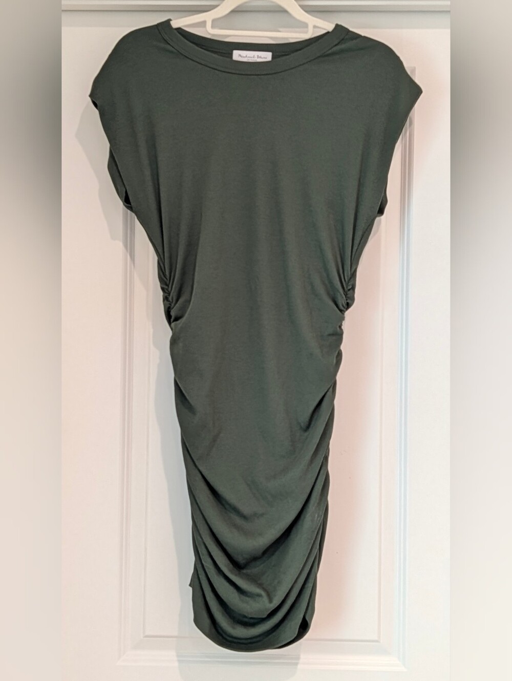 Michael Stars Olive Green Midi Dress with Side Ruching